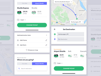 BOLT App Airport Shuttle Feature - UI Component Guideline airport application bolt component design feature guideline interface mobile product screen shuttle style ui