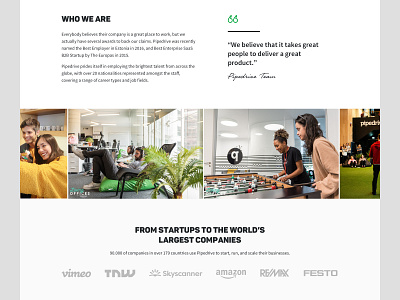 Pipedrive - About us Page Redesign, Who we are section about corporate customers design interface pipedrive screen section startup ui us web website