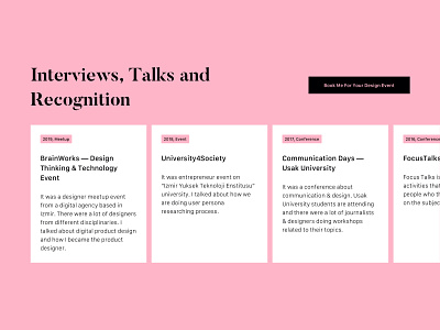 Interviews, Talks and Recognition design events interface interviews recognition talks ui