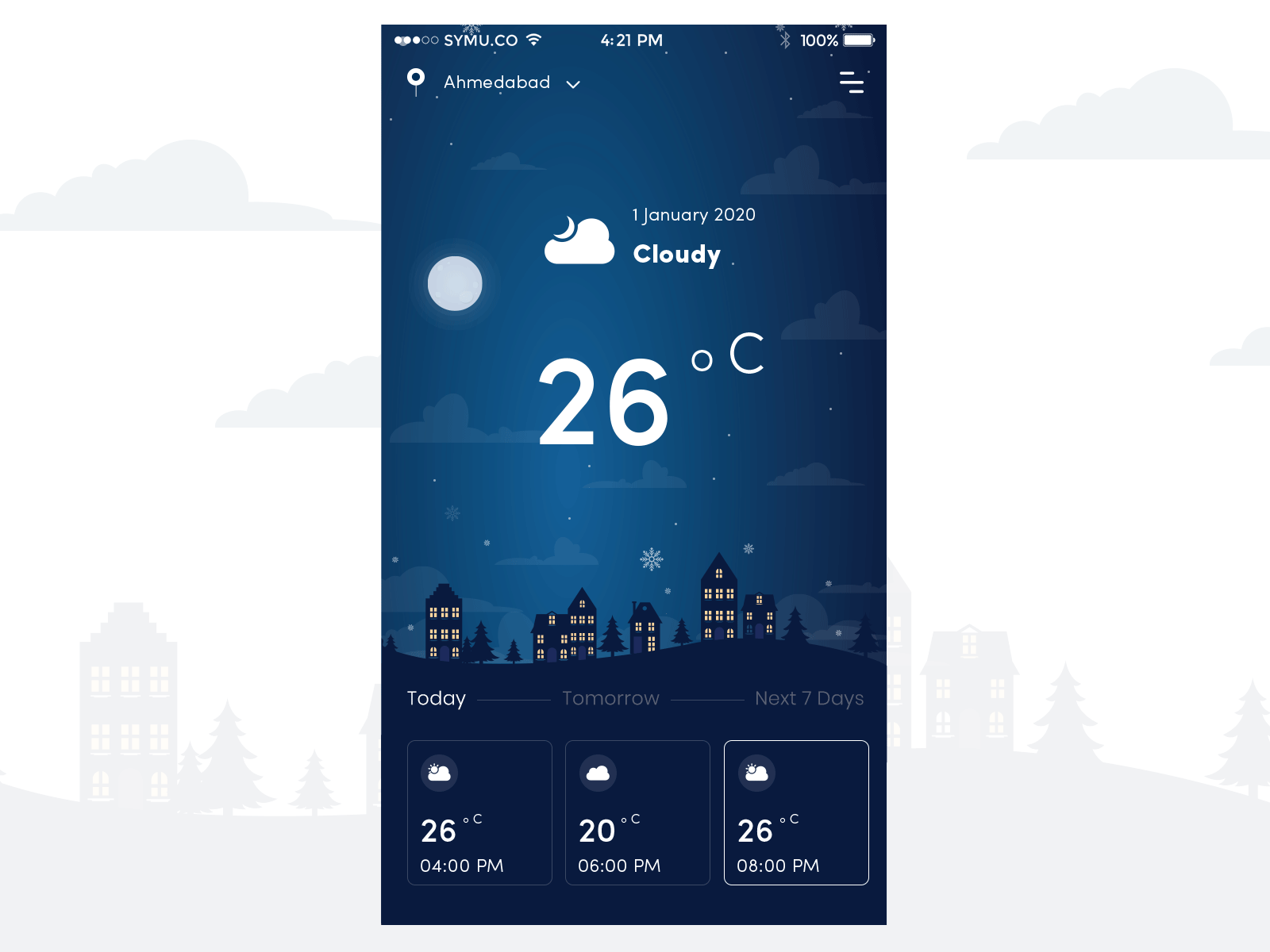 Weather App GIF animated gif animation app design appui appuidesign daily ui dailyui dark design gif graphic photoshop ui ui design uidesign uiux ux weather weather app weather icon