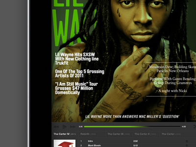 Spotify artists page app ios ipad iphone lil wayne mac magazine music spotify ui ux