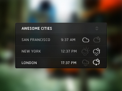 Dribbble Weather app blur desktop icons transparency typography weather widget