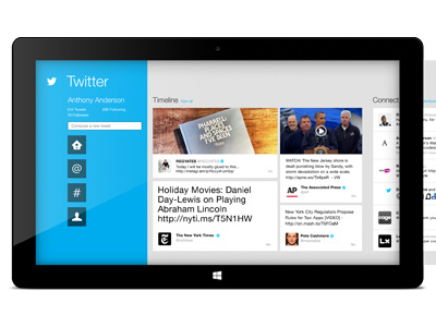 Twitter Windows 8 official app pitch work app feed list metro microsoft surface twitter ui ux windows windows 8