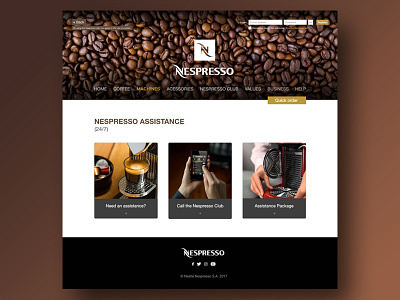 Nespresso Redesign black brown coffee interface nespresso page ui ux webdesign white