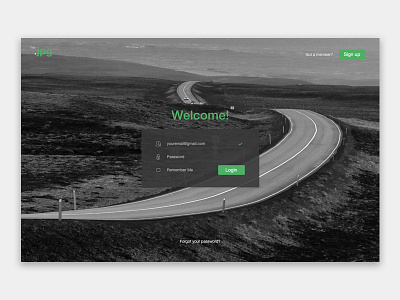 Daily UI #003 black green interface landing login page photography sign up travel webpage website welcome