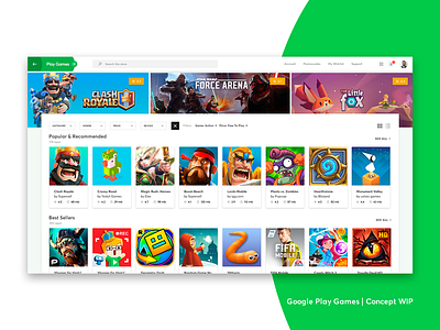 Google Play Store | Games Simple Concept android catalog catalogue games gaming google play store ui ux
