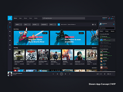 Steam App Redesign [WIP] app application battle games gaming gog origin shop steam steampowered store ui