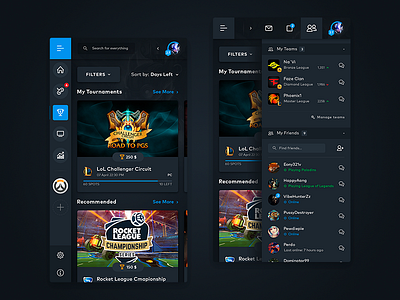 eSports Mobile Web View android app dark dashboard esports games gaming ios ladder lol mobile tournament