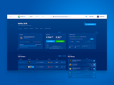 Gaming Store Dashboard admin dark dashboard game games gaming interface shop store. ecommerce ui ux