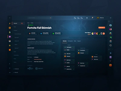 eSports Website UI (Tournament Page) counter strike cybersports dark dashboard dota esports event fortnite game games gaming ladder pubg tournament ui