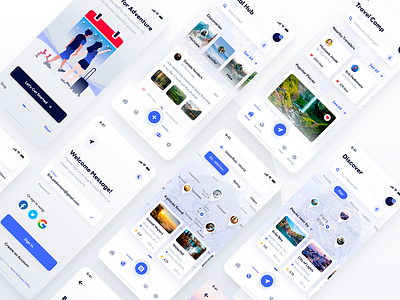 Travel & Discovery Ui Kit (Adobe XD & Photoshop) adobe xd android apple discovery ios iphone iphone x light mobile mockup photoshop template theme travel ui ui kit white xd