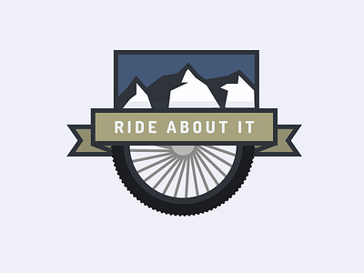 Ride About It badge banner biking mountain mountains mtb wheel