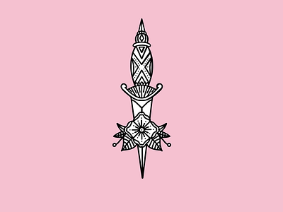 Little Dagger dagger flower herewegrow tattoo traditional