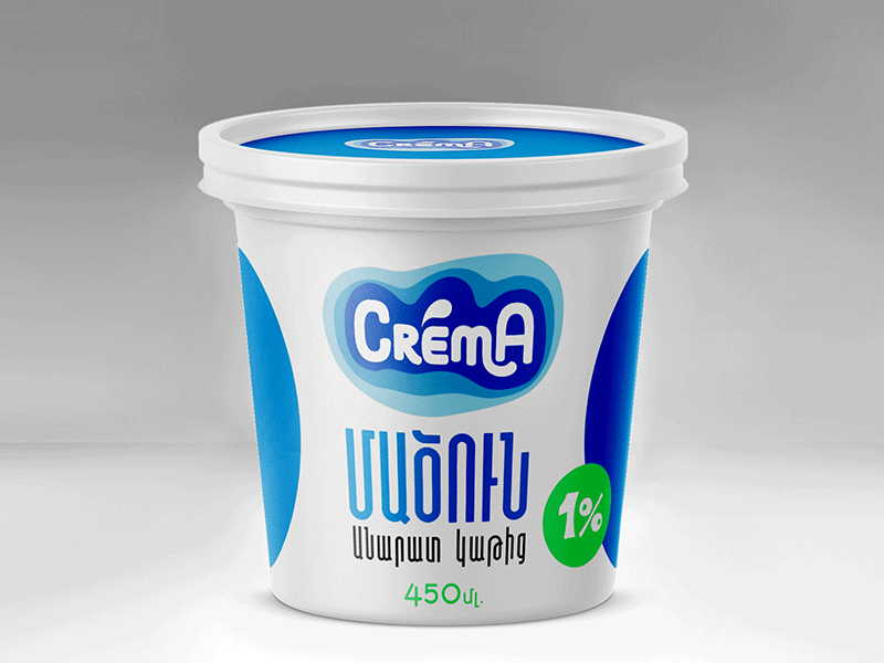Crema natural yogurt packaging armenian brand branding crema logo natural yogurt packaging