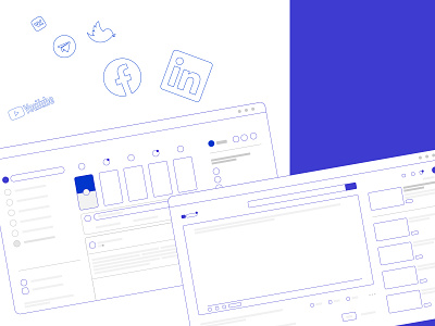 Wireframe — SMM design desktop flat graphic design illustration minimalisitc simple ui vector web design