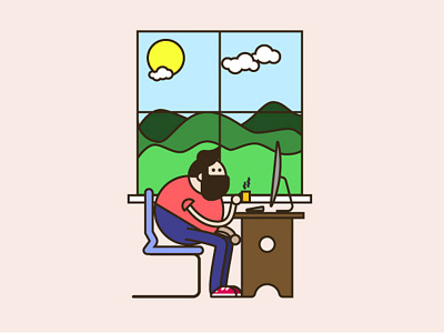 Coffee-man chair coffee design flat icon illustration vector work