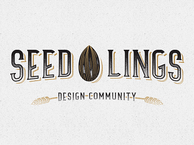 Seedlings Logo community gold logo nouveau rustic seed wheat