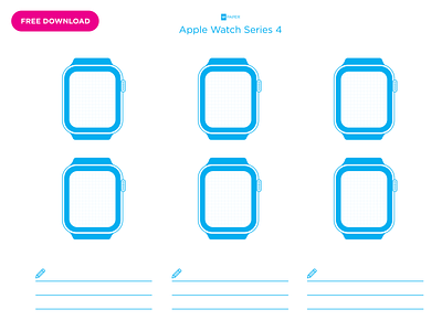 UI Paper: Apple Watch Series 4 (free download) blue download free freebie grid illustrator paper print ui ui paper user flow ux ui wireframe