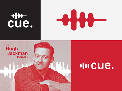 Cue Logo: Brand exploration app black cue design logo logo design podcast podcasting red vector