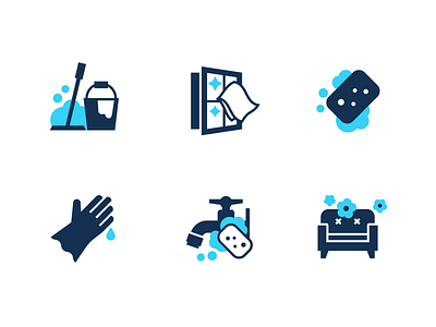 Cleaning icons clean cleaning household icon mop polish rubber gloves set sofa sponge tap wash water window