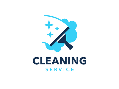 Cleaning Service - logo template blue cleaning service design icon illustration