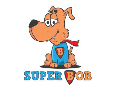 Super Bob cute dog doggy funny illustration logo mascot super