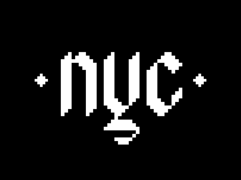 NY Pixel lettering typography black and white type