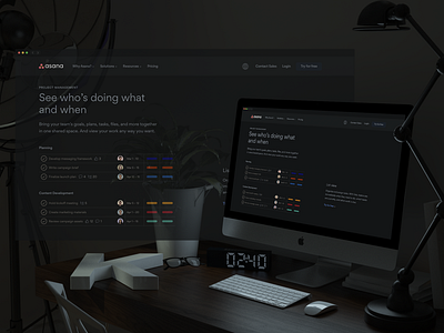 Asana Website - Dark Theme