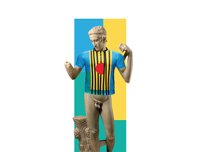 Antic Greek Statue of Diadoumenos in t-shirt with branding