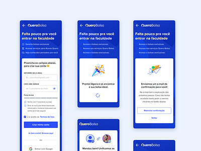 Quero Bolsa's sign-up mobile design