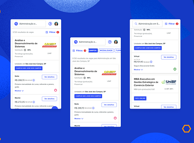 Quero Bolsa's filter study website filter marketplace ui ux website