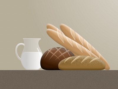 Bread & Milk illustration sketch app