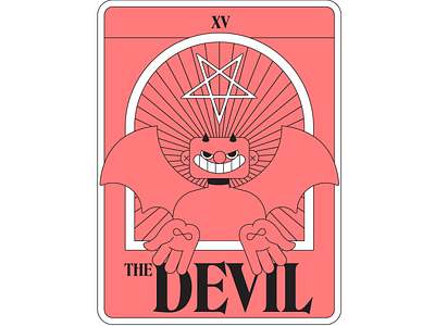 the devil - xv devil flat flat illustration illustration line tarot card