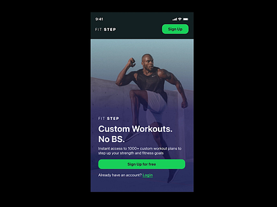 Fit Step: Concept Fitness App Sign Up animation branding fitness graphic design sign up ui