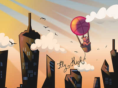 Fly High with Dribbble! design dribbble first shot illustration sketch app vector
