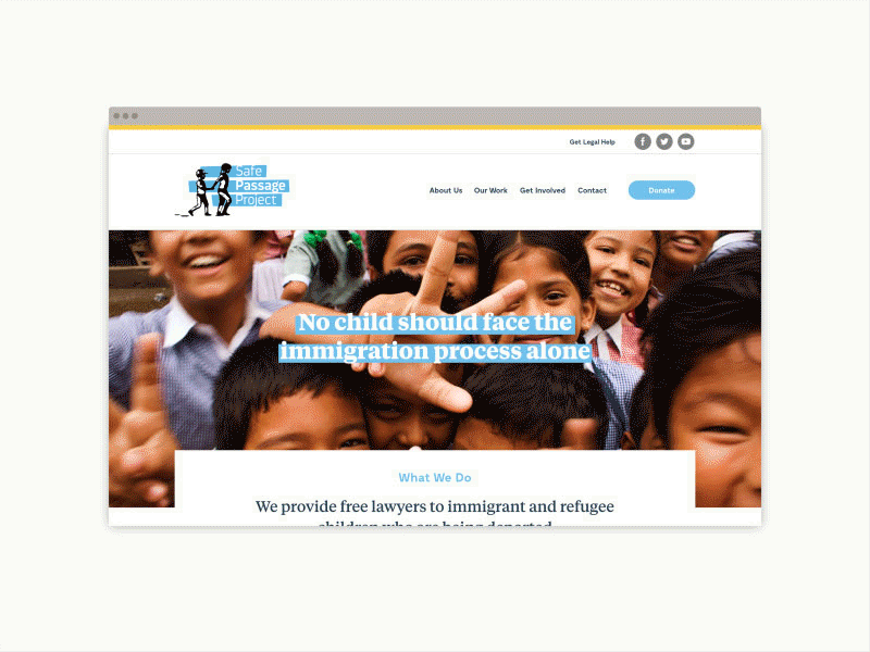 Safe Passage Project Website immigration law non profit organization passage project safe website design