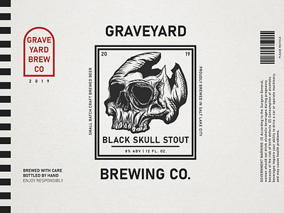 Black Skull Stout beer brand brand design branding branding design brew brewery design identity illustration label logo print skull typography utah vector