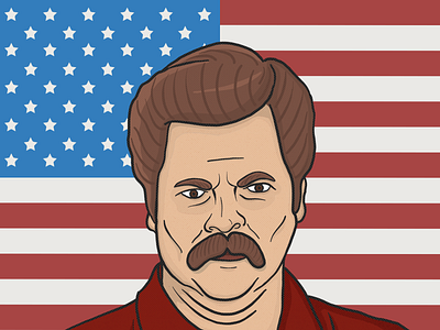 Ron Swanson america american american flag apple pencil design fourth of july illustration logo merica parks and rec parks and recreation portrait ron ron swanson vector