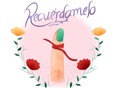 Recuérdamelo finger flower pink reminder ribbon