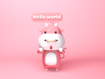 Cartoon 3d c4d cattle cool cow design girl gui hello illustration lovely octanerender pink sexy ui ux