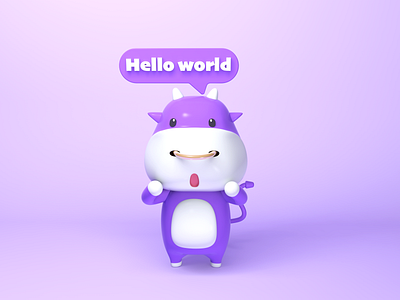 Cartoon 3d c4d cartoon cattle cool cow design girl gui hello icon illustration lovely octanerender sexy ui ux violet
