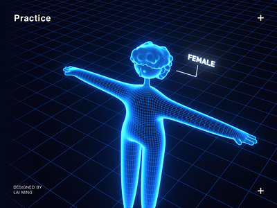 Practice 3d blue body c4d cool female girl gui light material night oc people practice science science and technology