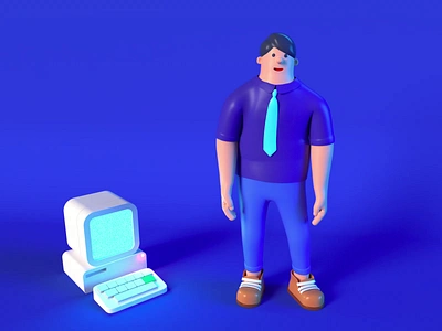 People 3d 3d animation animation apple blue body c4d c4d animation dance imac mac man necktie people programmer shirt shoes steve jobs trousers ui