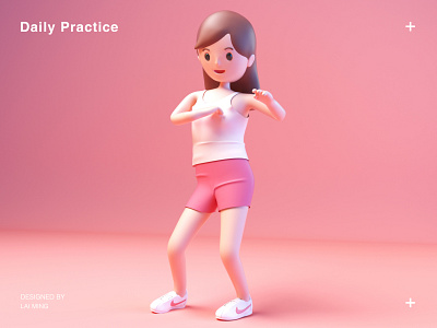 Candy 3d c4d cinema 4d dance design girl graphic design gui illustration limbs people pink sexy shorts ui vest