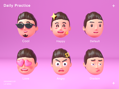 Emoji 3d anger angry c4d cinema 4d cool default despise emoji expression face get angry happy helplessness illustration like love normal people zbrush