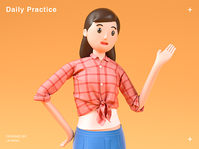 GIRL 3d 3d girl action c4d c4d girl cinema 4d clothing expression girl gui introduce jeans md orange shirt shoes smile t shirt yellow zbrush