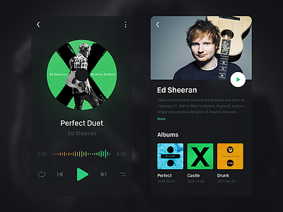 Music albums artist black cool ed sheeran gui mode music night player ui ux