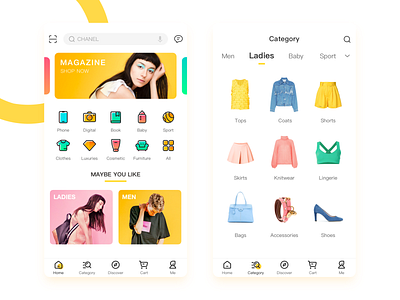 E-Commerce app baby campaign categories category clothing colour e commerce ecommerce icon icons lady men phone product search shop sport style ui
