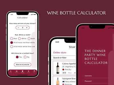 Wine Bottle Calculator Mobile App UI\UX design design mobile mobile app ui uiux user interface ux