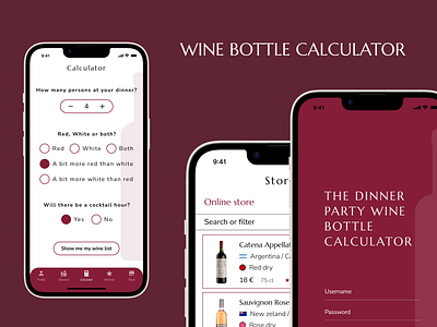 Wine Bottle Calculator Mobile App UI\UX design